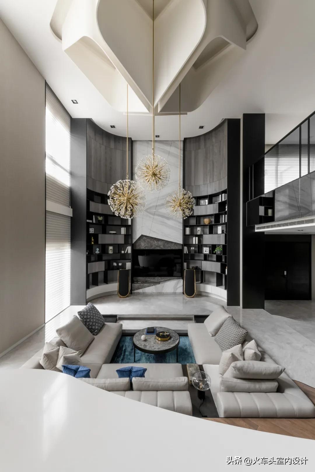 80款挑空客厅设计,大宅就该有这气势