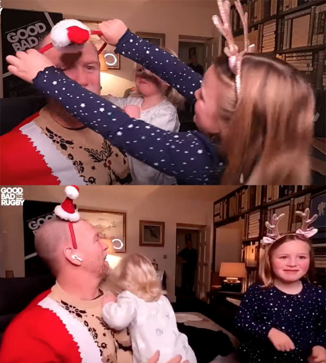 英女王俩曾外孙女突袭直播中爸爸,抢帽子吃东西,王位继承人太萌