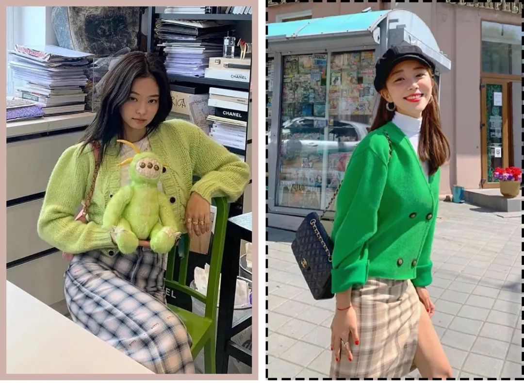 奶奶衫配半裙时髦保暖又有气质,2020早春穿奶奶衫超美