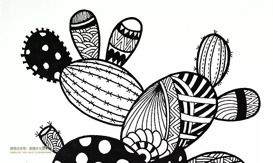 仙人掌疏密的线描画图片,儿童画教程大全简笔画花朵
