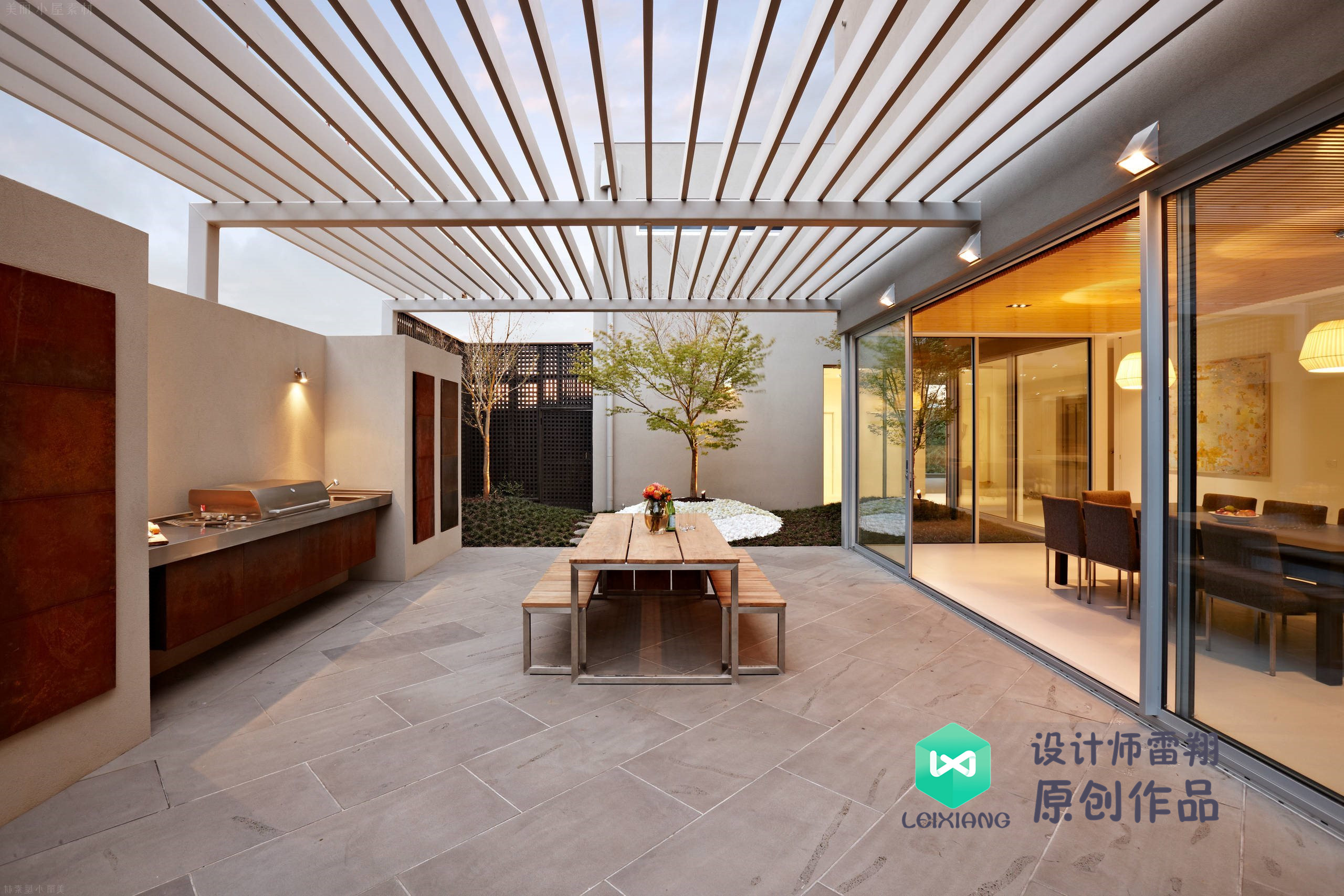 庭院防腐木颜色搭配效果图,庭院怎么铺装防腐木