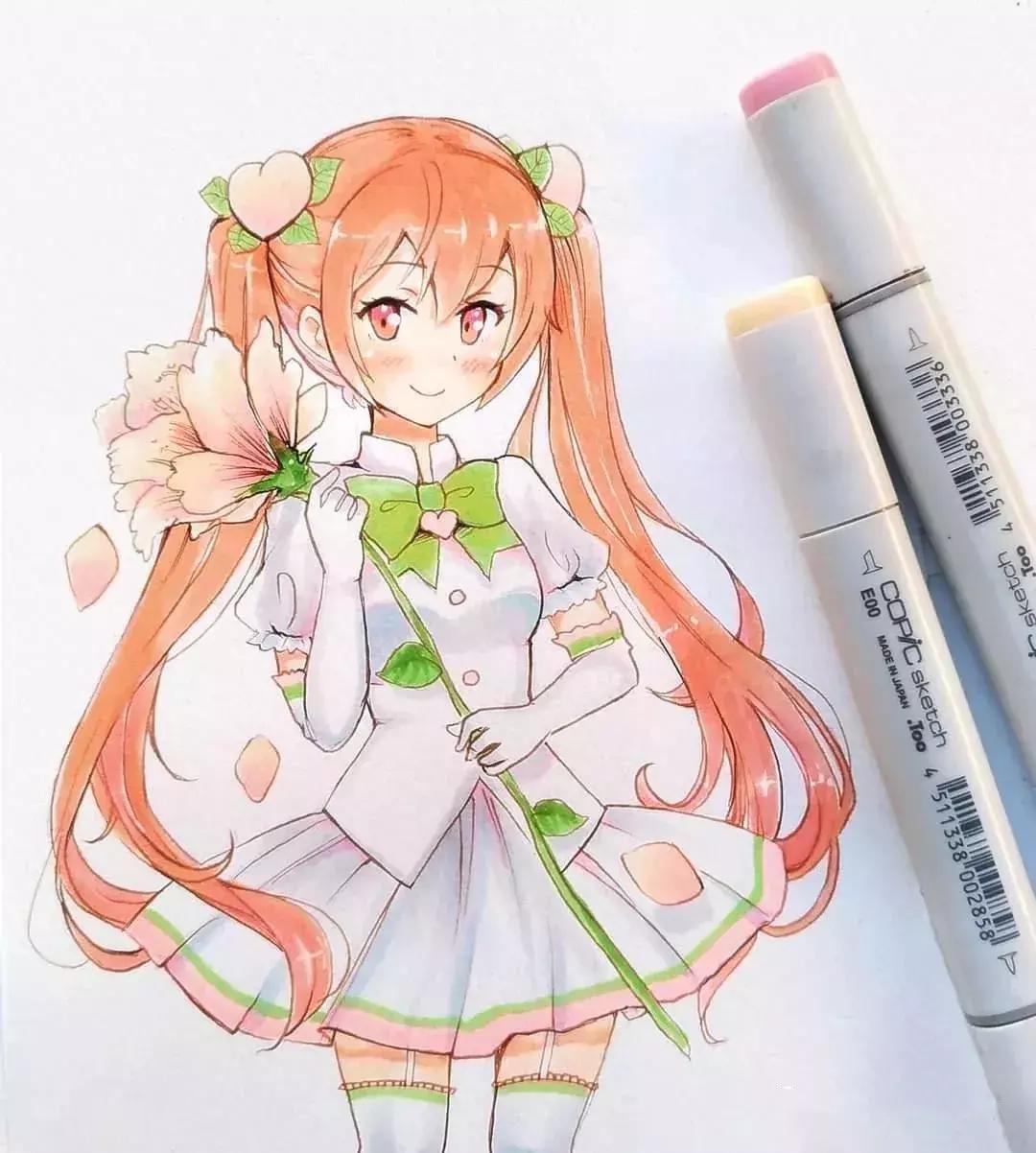 可爱动漫人物手绘马克笔,马克笔好看的动漫人物