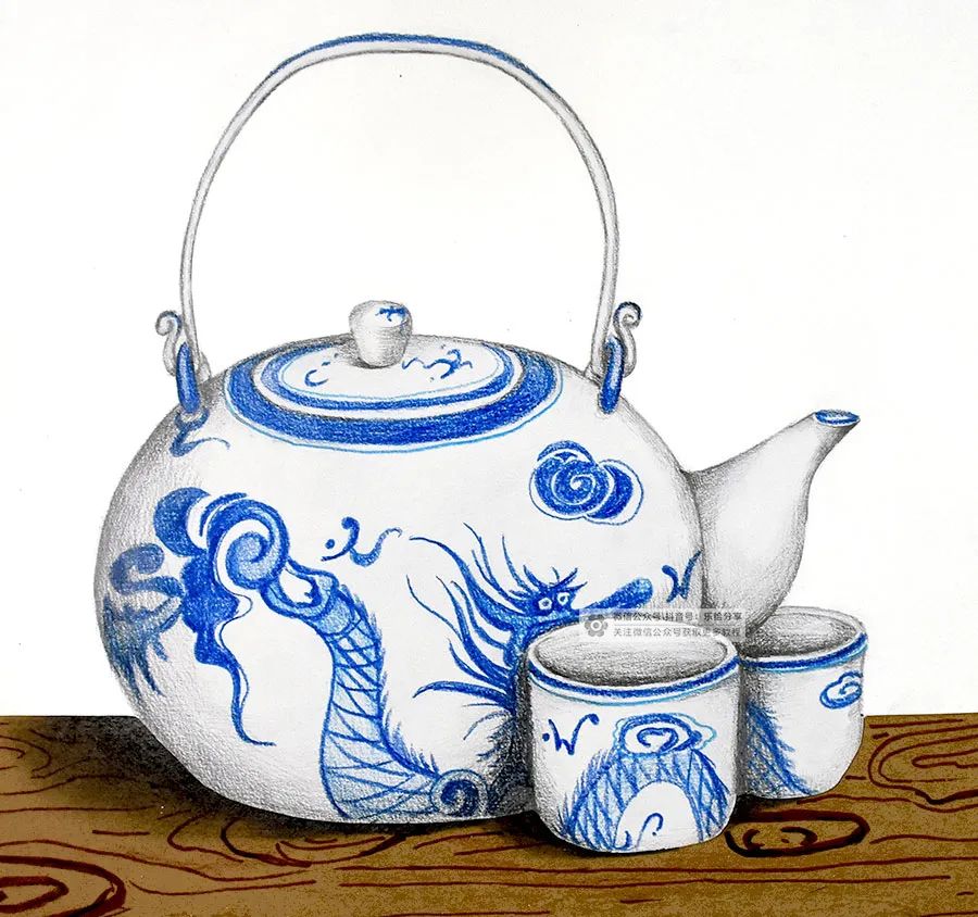 青花瓷小学生创意画,青花瓷简笔画儿童画最简单