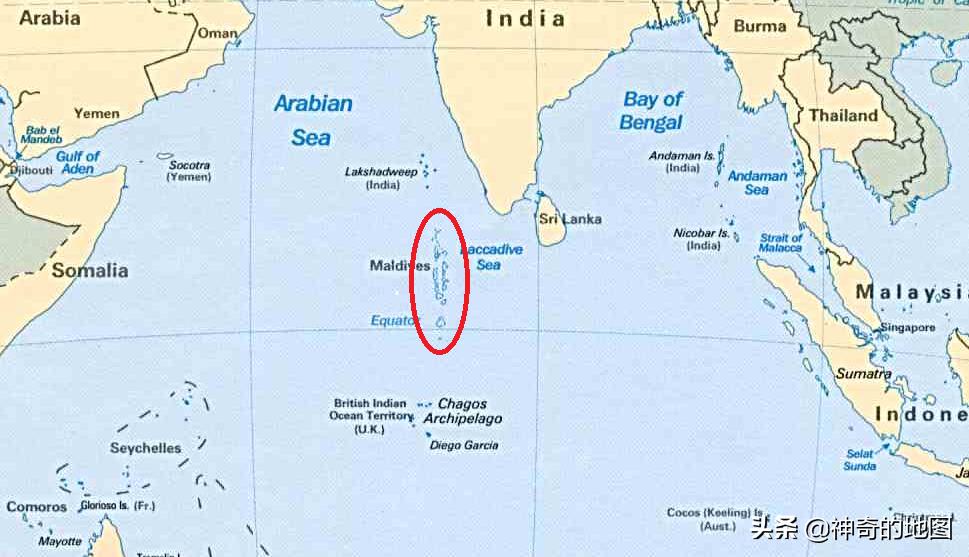 马尔代夫岛屿排名和地理位置,地图中的马尔代夫
