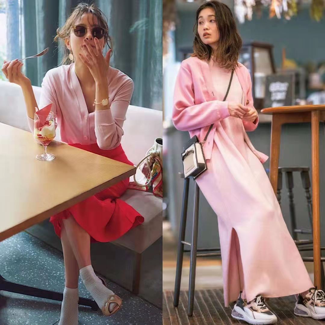 粉色慵懒风上衣搭配,粉色短上衣甜美风穿搭