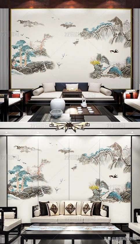 山水风景画背景墙雕刻,山水风景画背景墙寓意