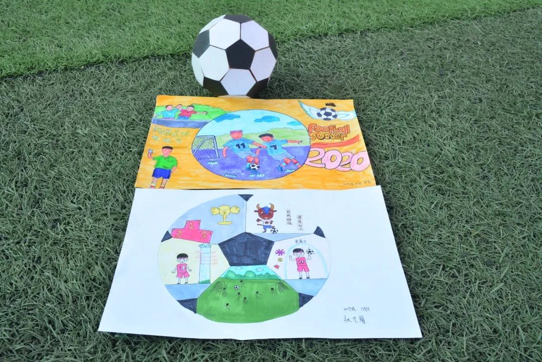 学校里办的足球赛,学校举行足球文化活动的绘画