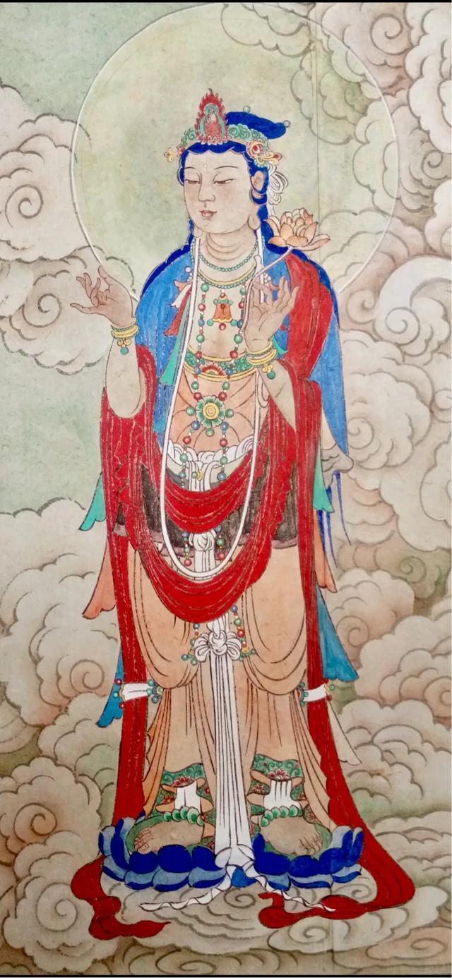 观音菩萨三十二像工笔画,观世音菩萨画像工笔画