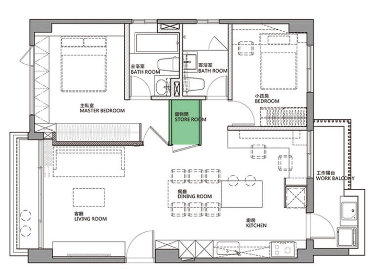 72平方的格局,76平格局
