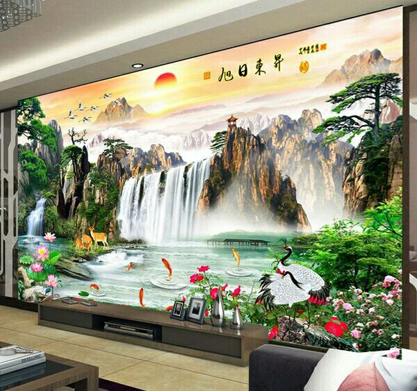 电视背景墙有山水忌讳么,岩板山水电视背景墙效果图