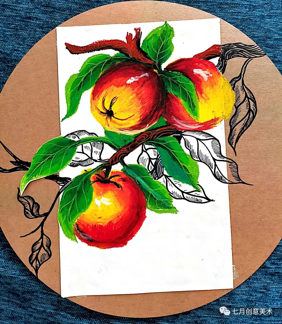 零基础油画棒画苹果,油画棒画苹果图片教程