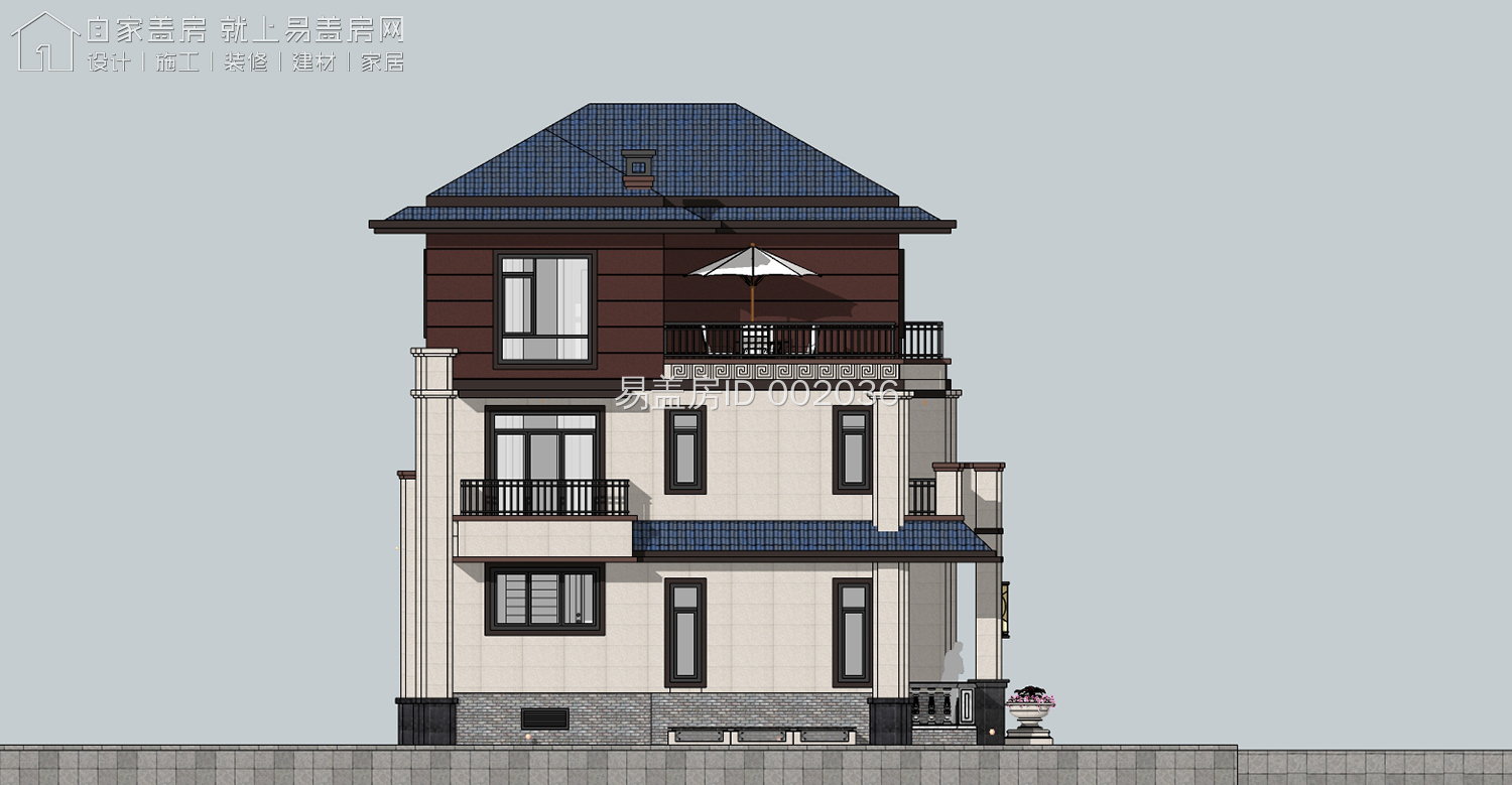 面宽10米关中新中式别墅,进深10米开间17米新中式别墅