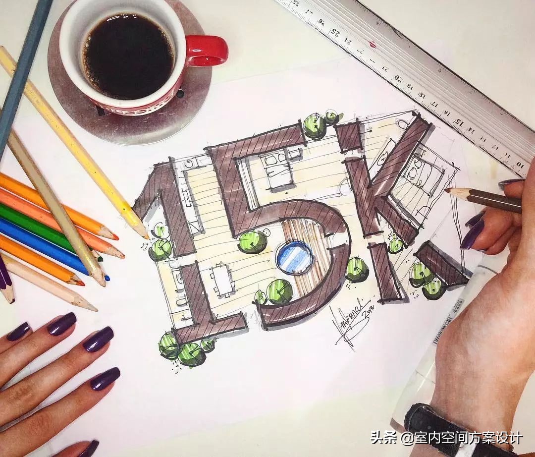 设计师如何快速手绘平面图,手绘平面设计方案手稿