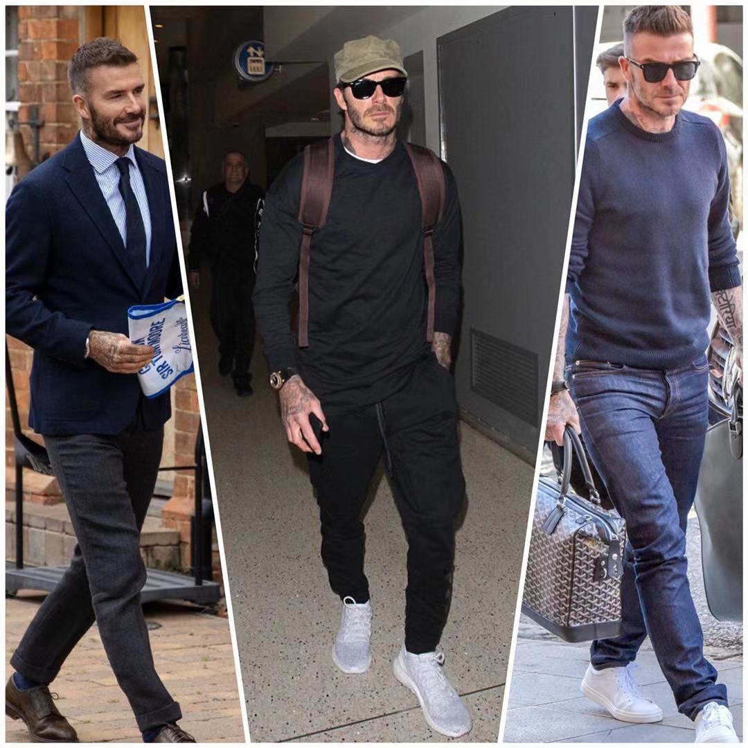 贝克汉姆罗圈腿,贝克汉姆黑西裤踢足球