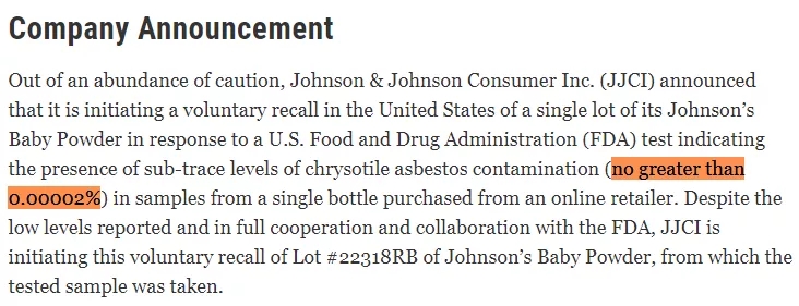 强生婴儿爽身粉有什么危害,强生婴儿爽身粉是不是出事了