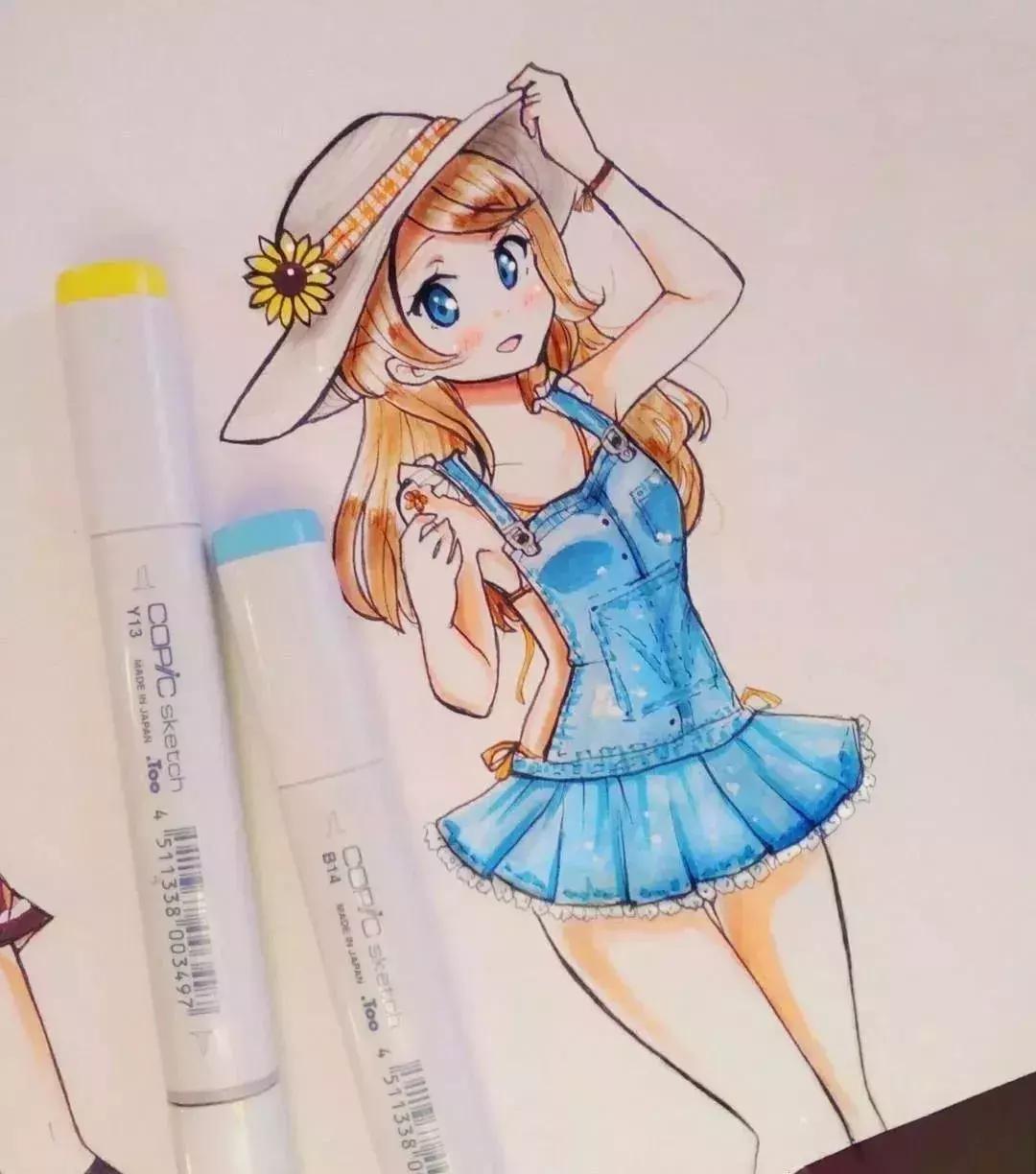 可爱动漫人物手绘马克笔,马克笔好看的动漫人物
