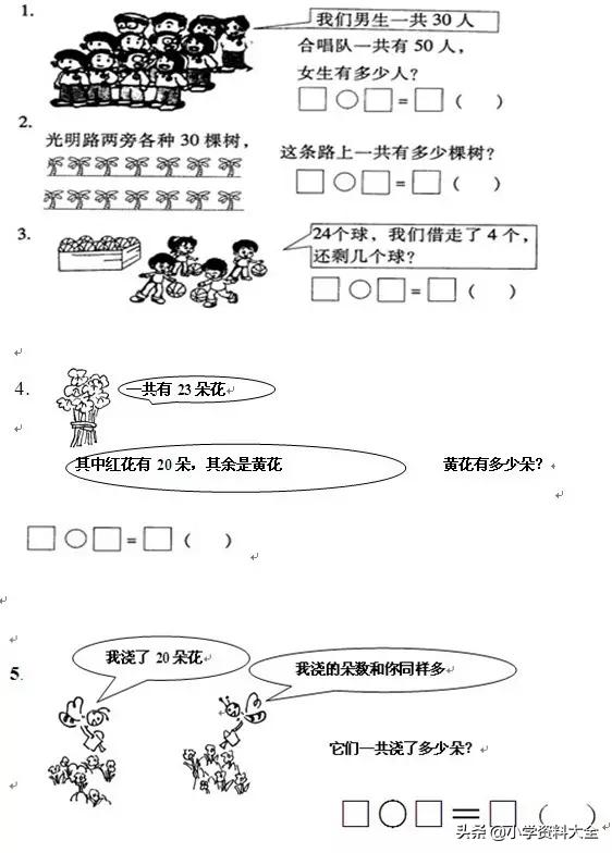 小学一年级数学下册应用题训练,一年级下册数学应用题技巧口诀