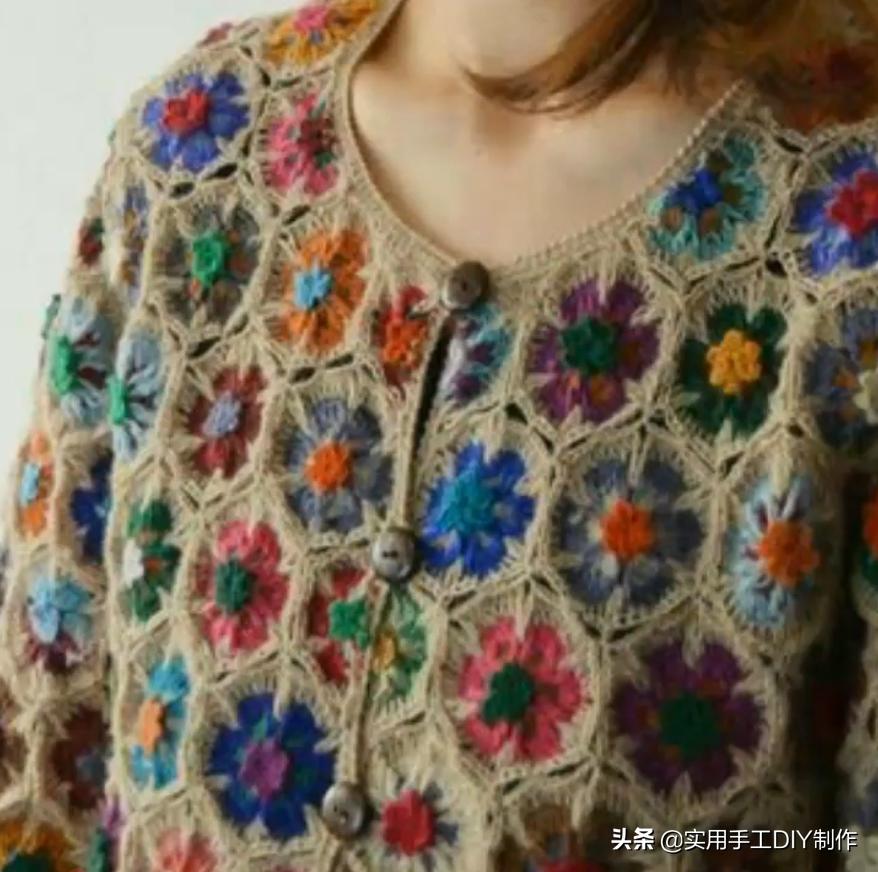 祖母方格编织长款外套教程,针织作品70款简约