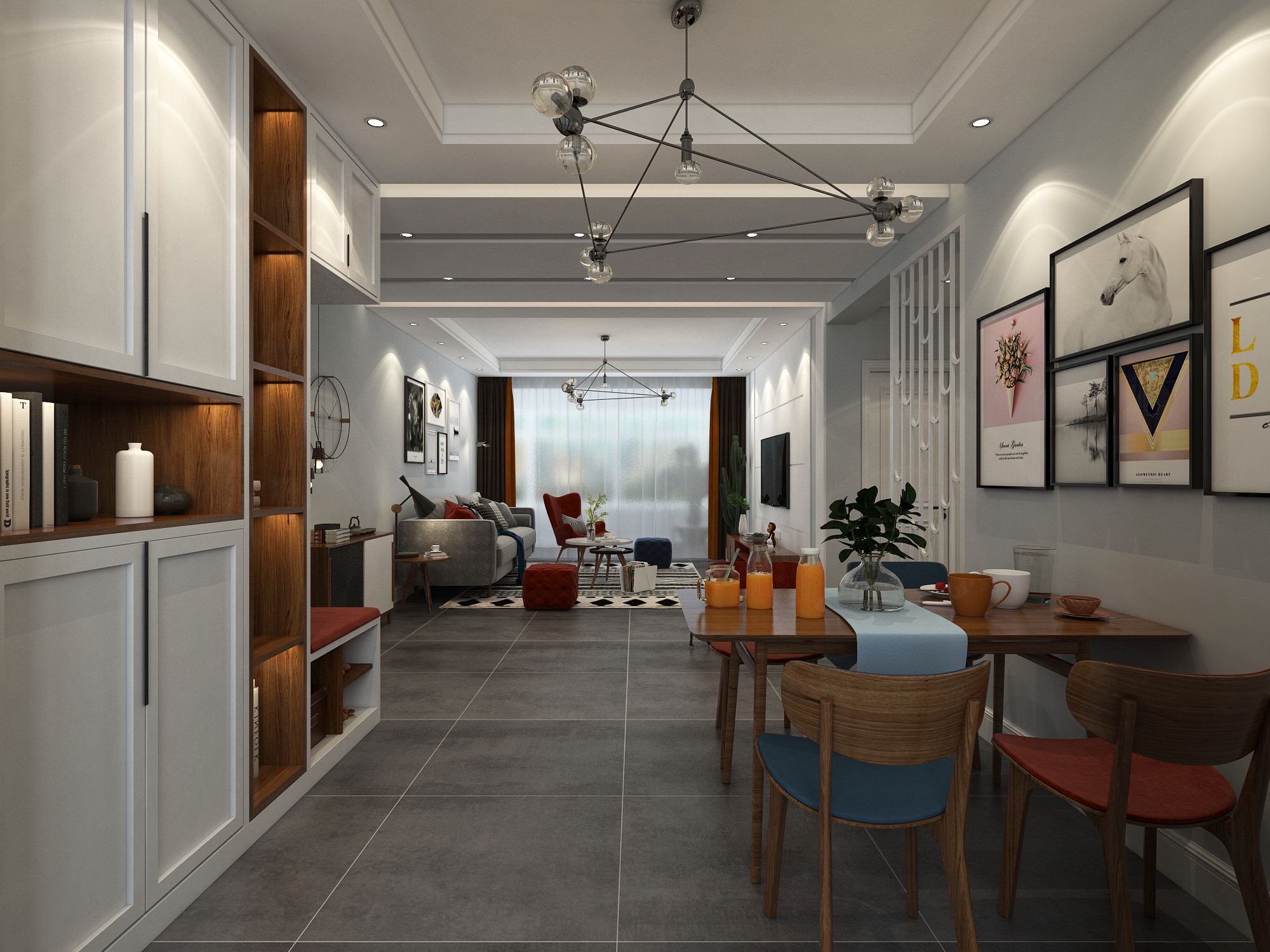 120平中式后现代风格,120平后现代风格