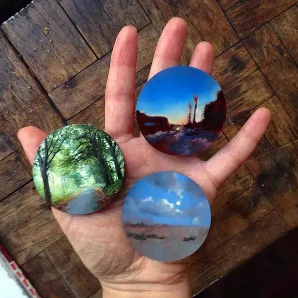 去艺术馆旅游回来画一幅画,油画风景随身带