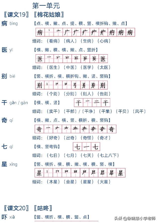 一年级所有一类生字的笔顺和拼音,一年级语文下册生字笔顺组词讲解