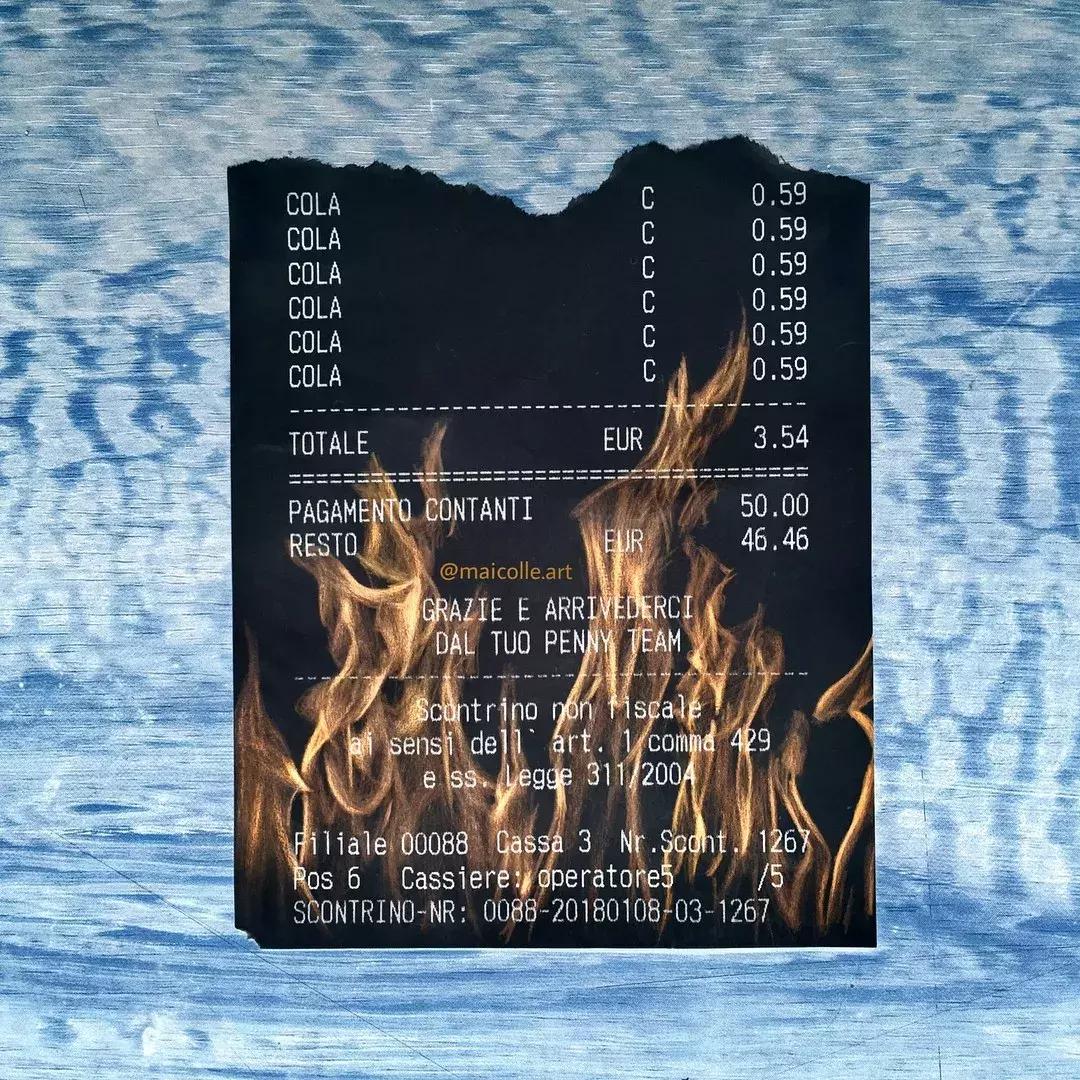 学渣购物小票画画,97年画画天才