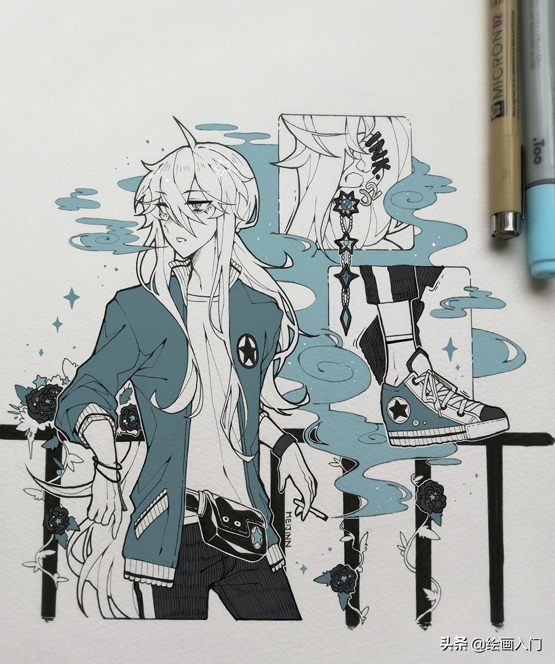 漫画人物手绘马克笔古装,漫画人物绘画作品马克笔