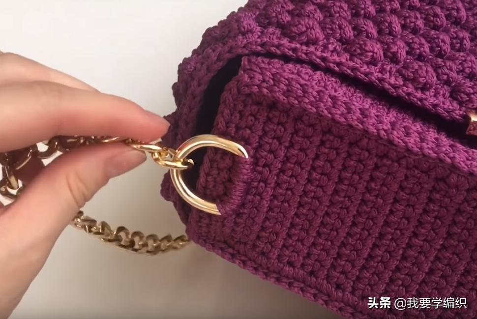 冰丝线钩织斜挎小包包,织女手工包包