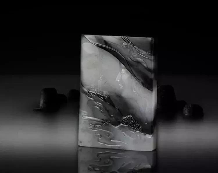 水墨意境和田玉青花籽料原石欣赏,银沙青花墨玉