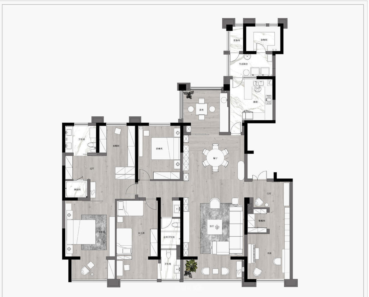 设计师梁彬：成都246㎡宁静致雅，黑与白交错空间