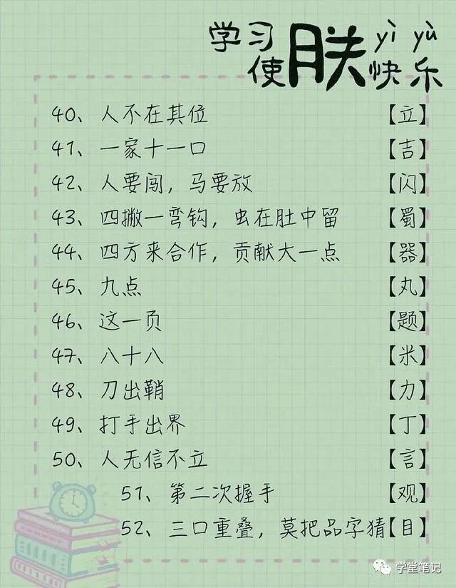 猜字谜100个小学生五年级,猜字谜大全儿童7到10岁