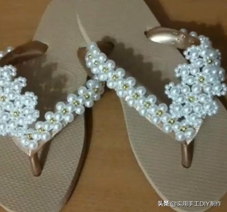 复古人字凉鞋串珠,手工串珠编织拖鞋