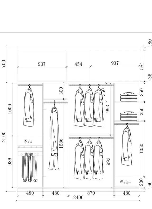 衣柜布局设计尺寸图,52公分的衣柜怎么设计