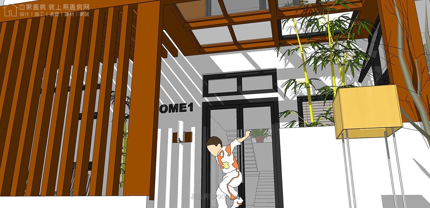 二层农村别墅带阳光房现代简约,农村二层带阳光房别墅效果图