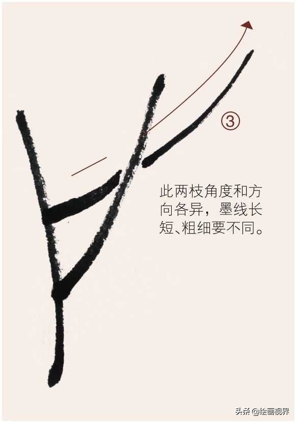 国画梅枝的穿插和笔法,国画梅入门教程