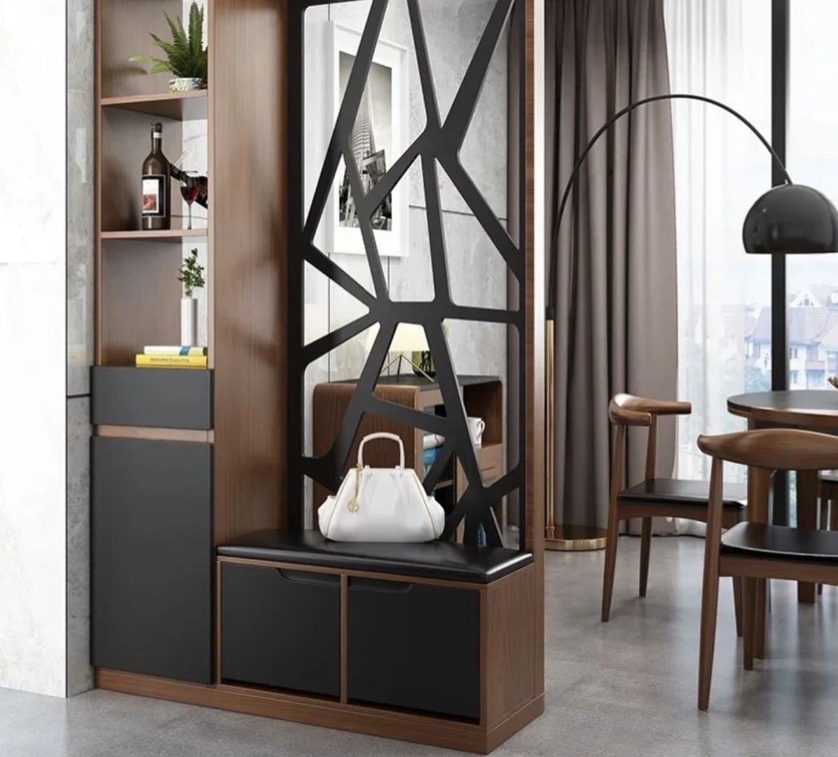 玄关柜一体屏风最新款,玄关多功能组合柜