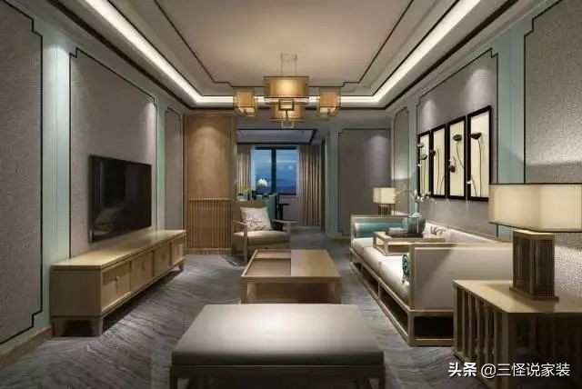 电视背景墙与沙发墙不对称效果图,现在装修沙发背景墙流行什么风格