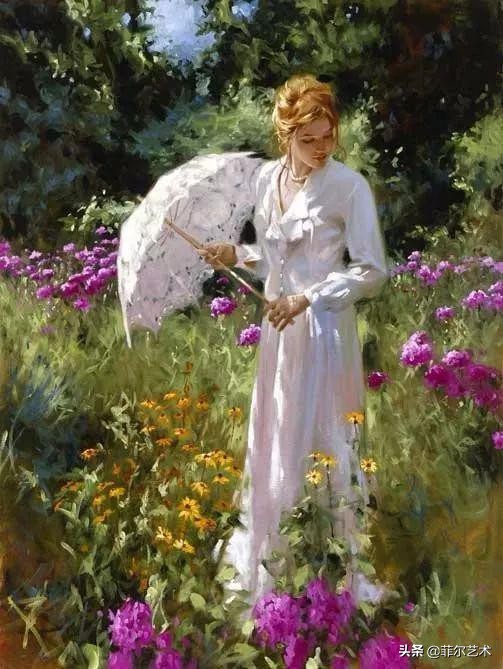 现代艺术油画中的美人,阳光美少女图片绘画