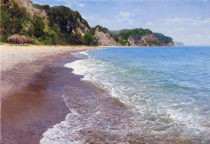 俄罗斯艺术家AydemirSaidov的人体绘画,花间的美丽少女