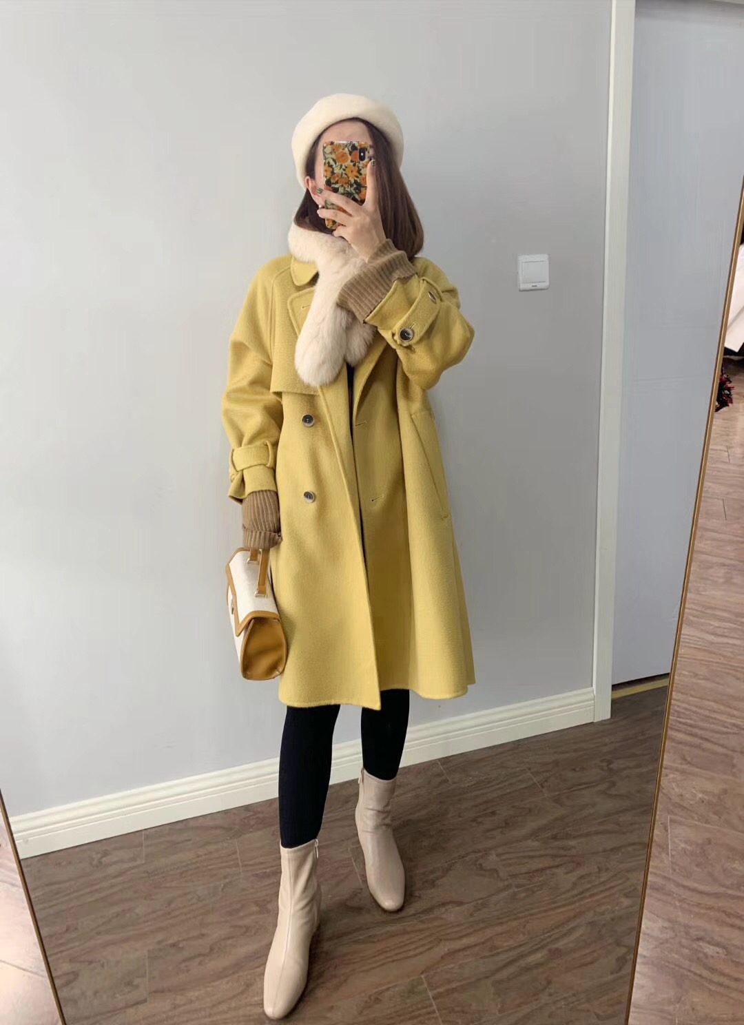 不同版型深灰色双面羊毛大衣穿搭,羊毛绒大衣怎么穿不显臃肿