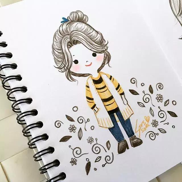 彩铅画古风人物简笔画,彩铅荷花简笔画几分钟就能学会