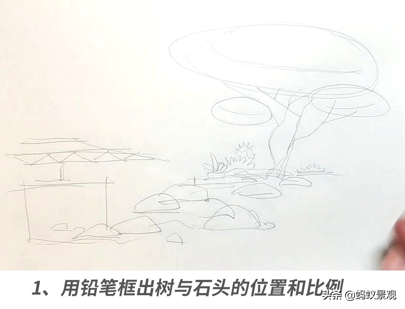 石头画法步骤视频教程园林,简单易学的石头画法