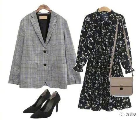 棕色格纹西服搭配裙子,亚麻格纹西服休闲服搭配