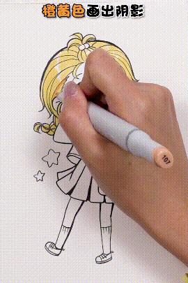 马克笔q版字母怎么画,马克笔手绘漫画少女q版