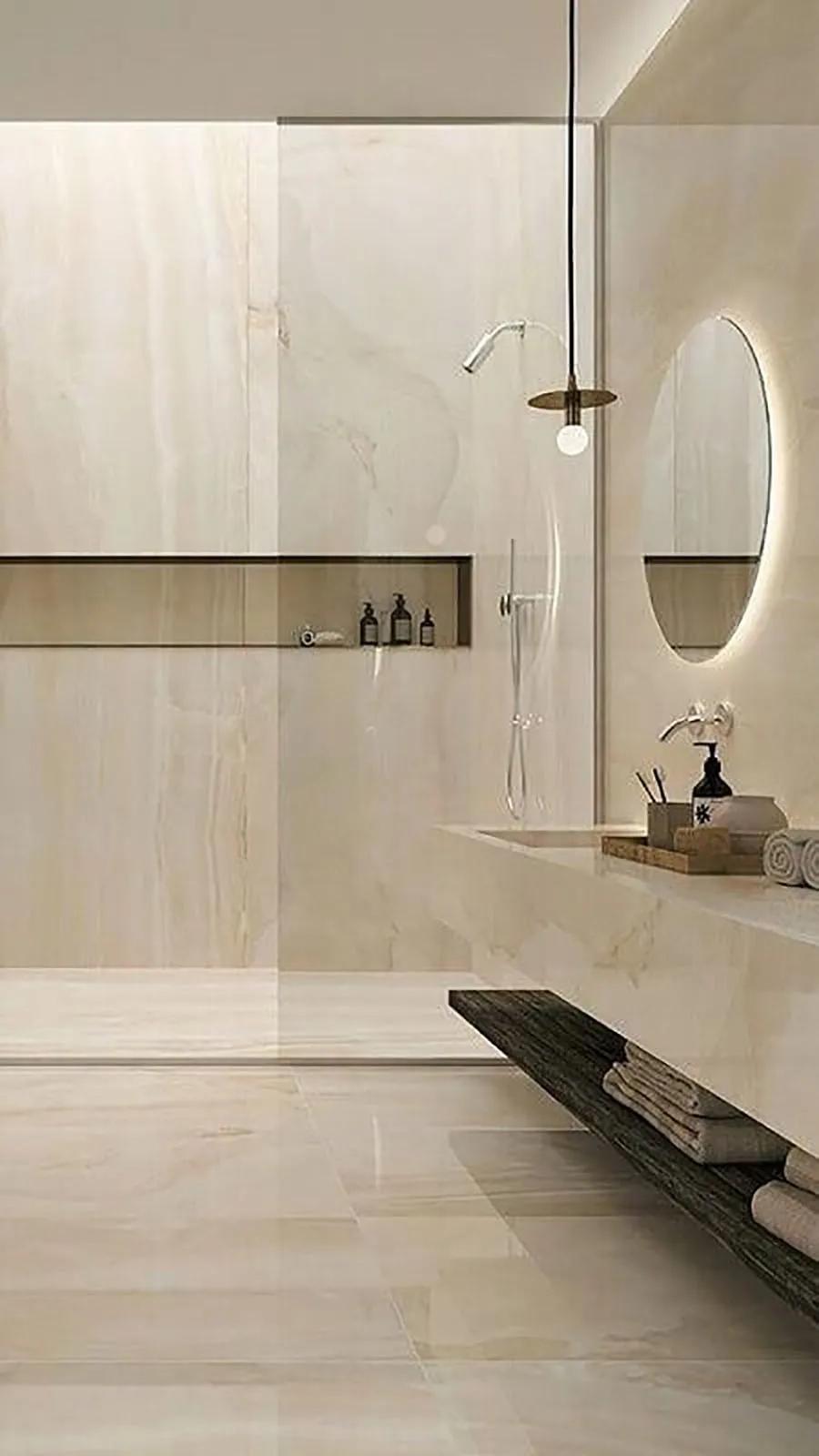 4平米卫生间瓷砖600*1200直贴效果,卫生间400*800深灰色瓷砖腰线效果