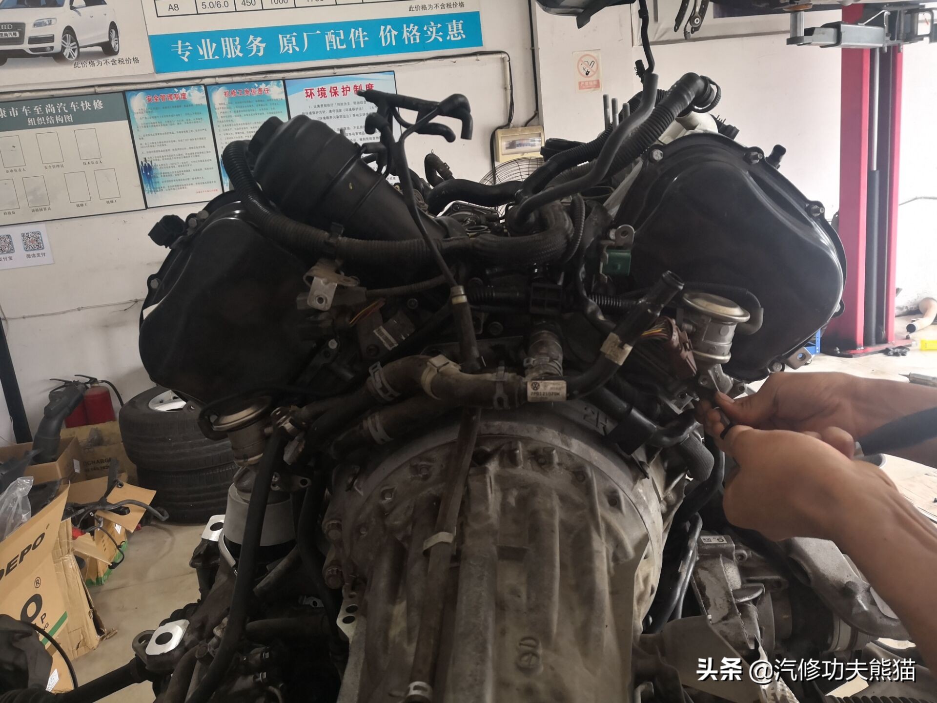 能拉动波音747的大众神车途锐烧机油治理，修完了又可以拉飞机了