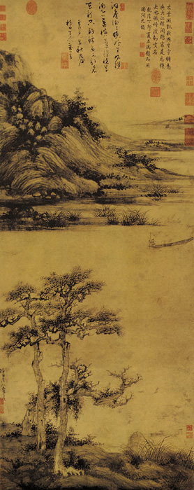 用铅笔画五元山水画,五元山水画