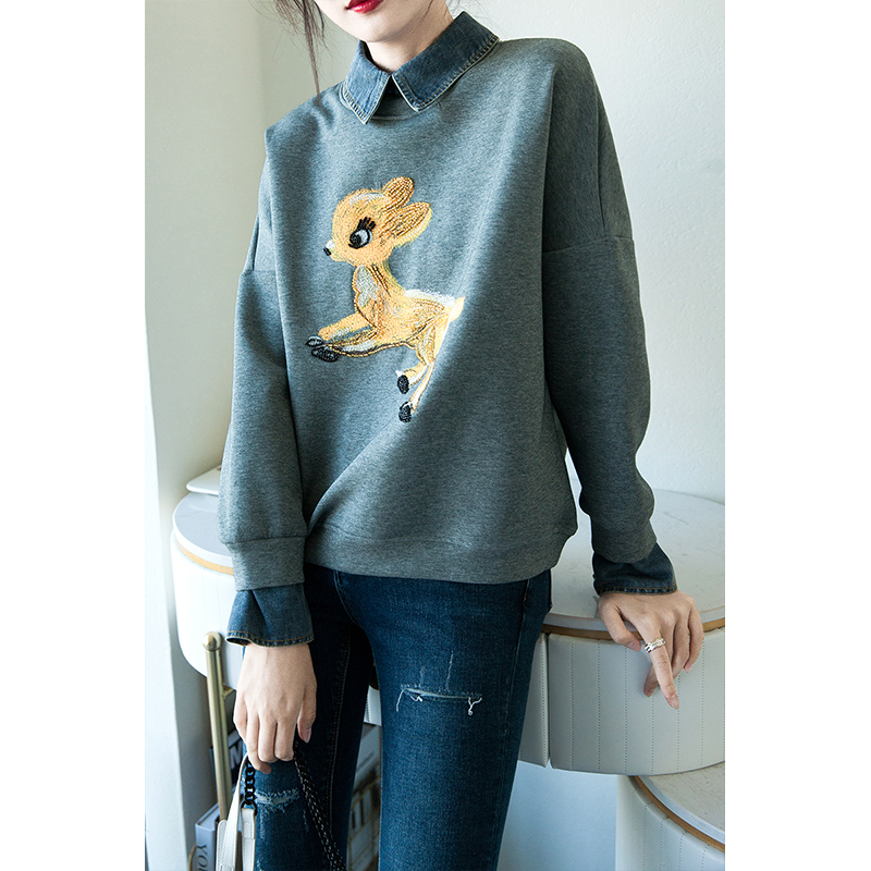 哈伦牛仔裤卫衣穿搭女秋冬,秋季卫衣宽松慵懒风配卫裤