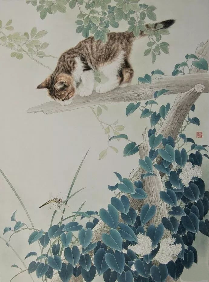 邢诚爱工笔画猫的图片,邢诚爱工笔画猫兔子高清大图