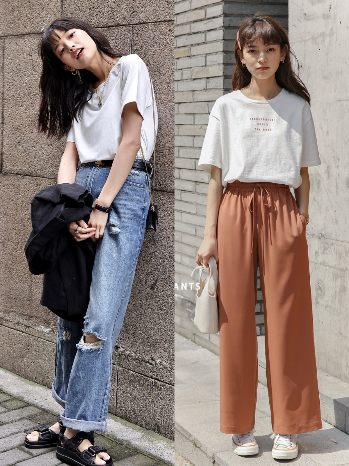 阔腿裤夏天配什么t恤衫好看,夏天阔腿裤搭配什么t恤好看